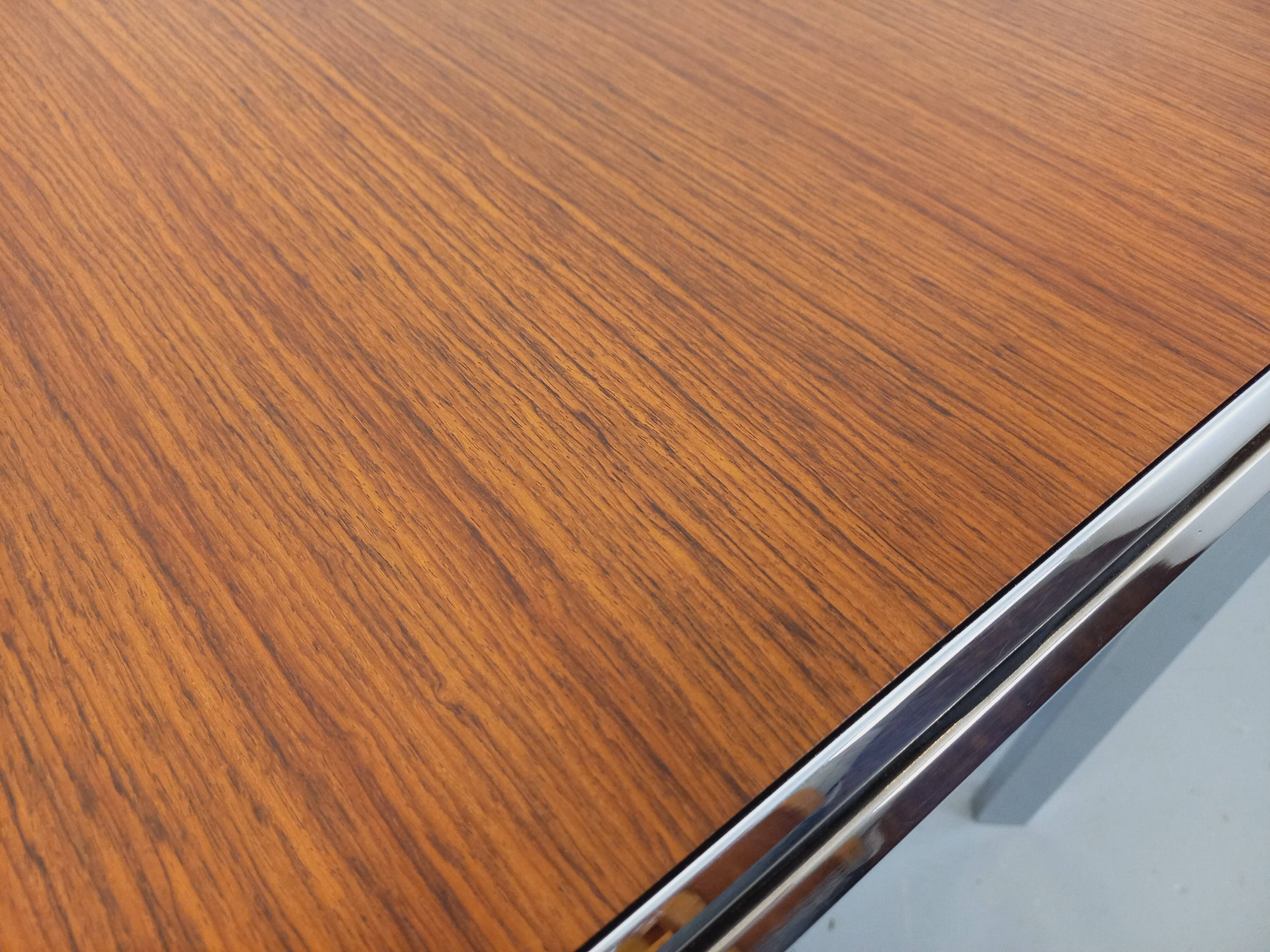 Pierre Paulin vintage square dining table in rosewood and metal