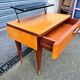 Vintage 1950s varnished glass shelf bedside table.