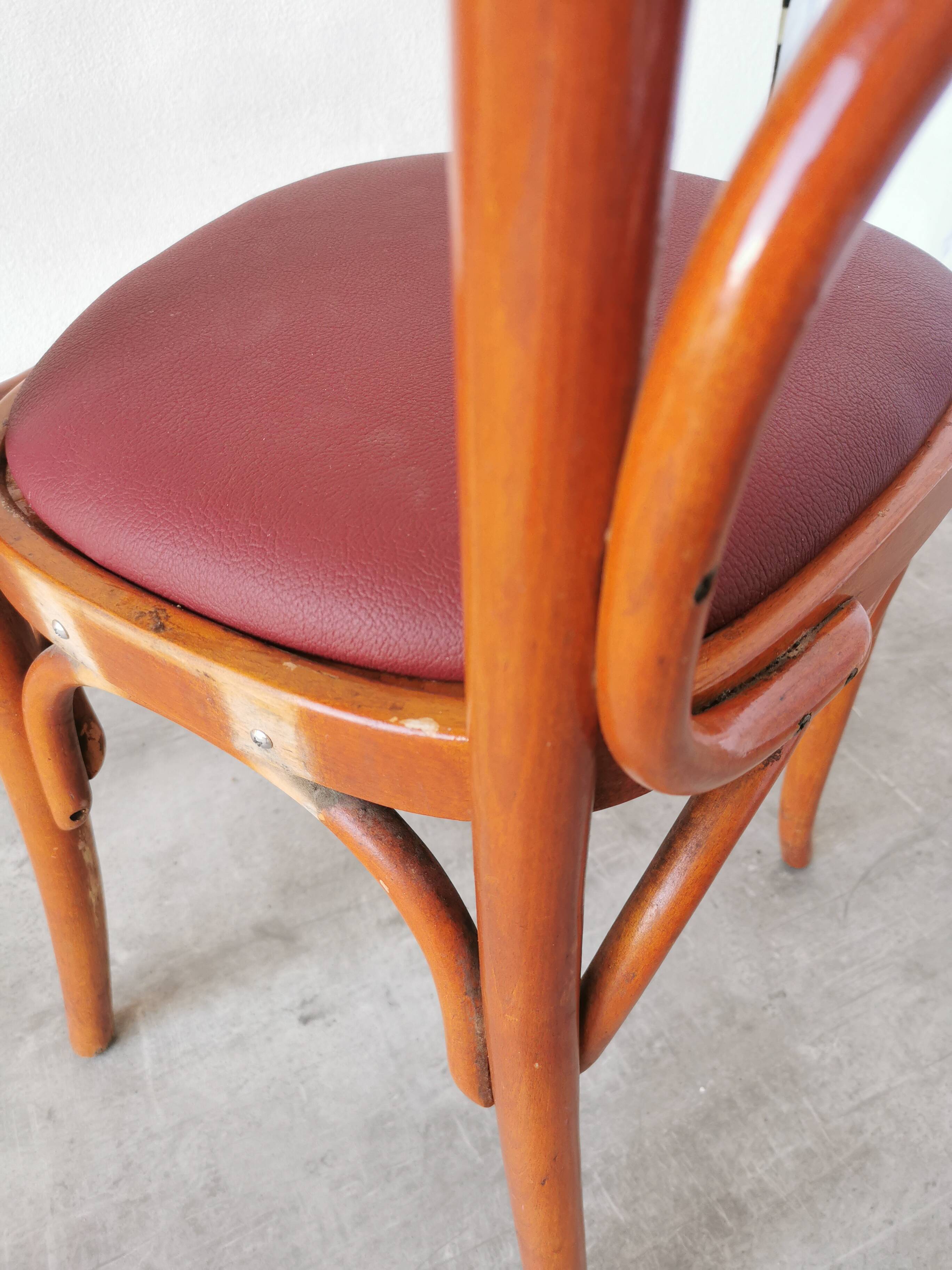 Vintage Bentwood Armchair: 1970s Red Faux Leather Irish Pub Chair