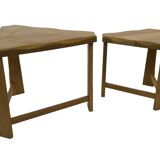 Vintage Scandinavian side tables made of solid wood circa 1970s