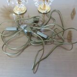 Paire de lampes fleurs , Hollywood Regency, cristal et laiton doré, 1970