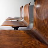 Suite of 3 wooden chairs on Mullca beam