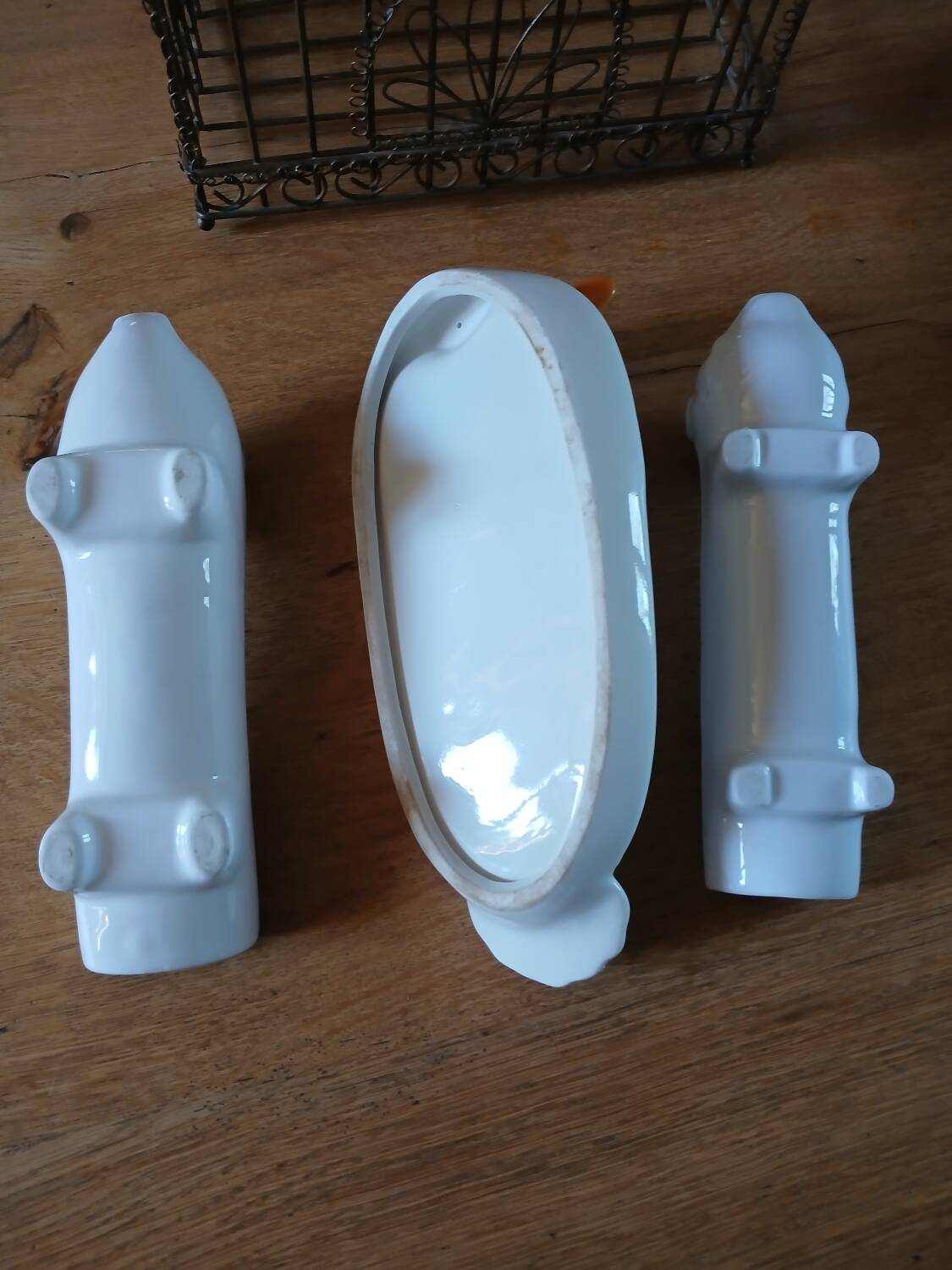3 antique white porcelain dishes