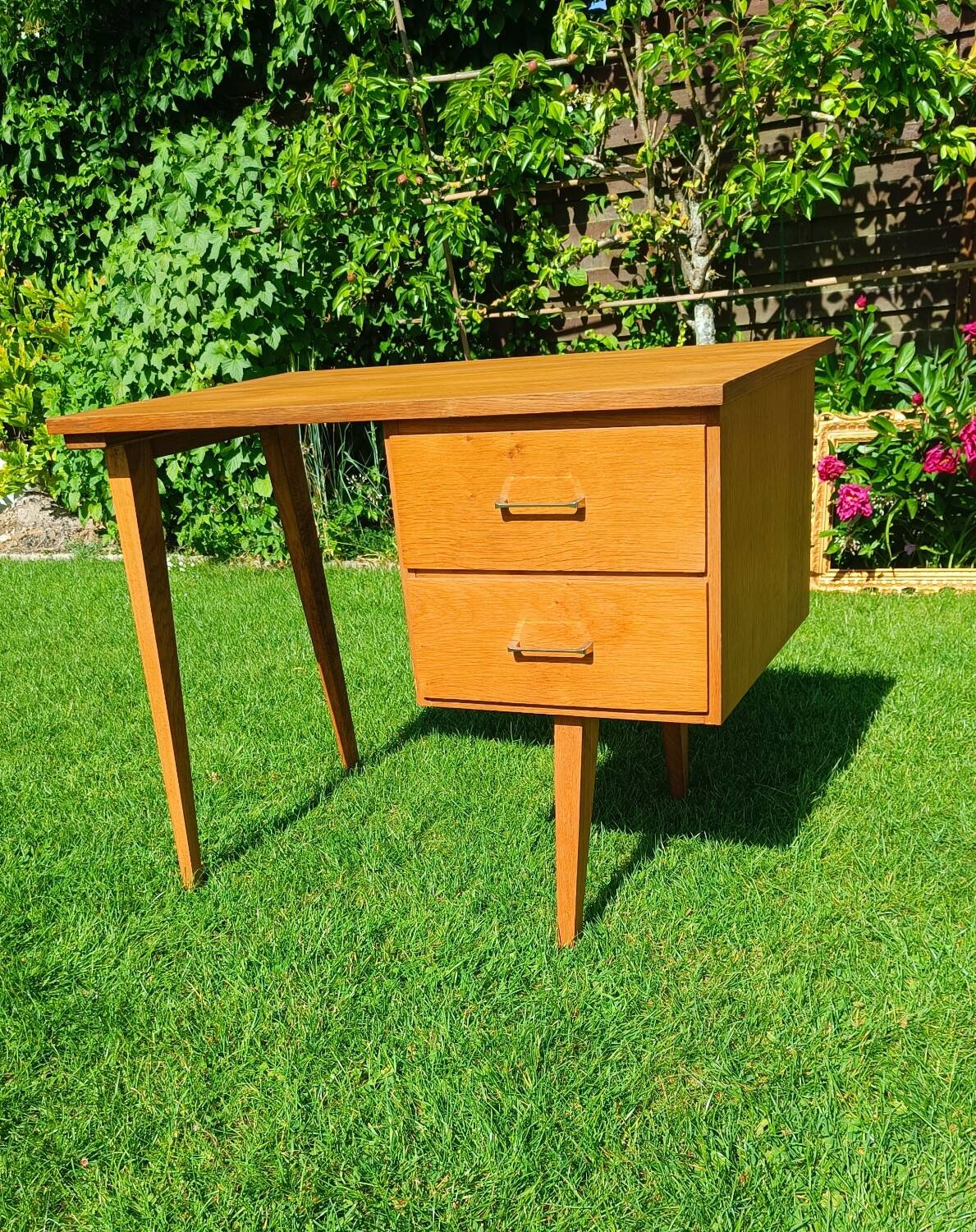 Mid-century desk from the 60s, compass legs