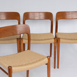 4 chairs model 75 by Niels Møller  1950