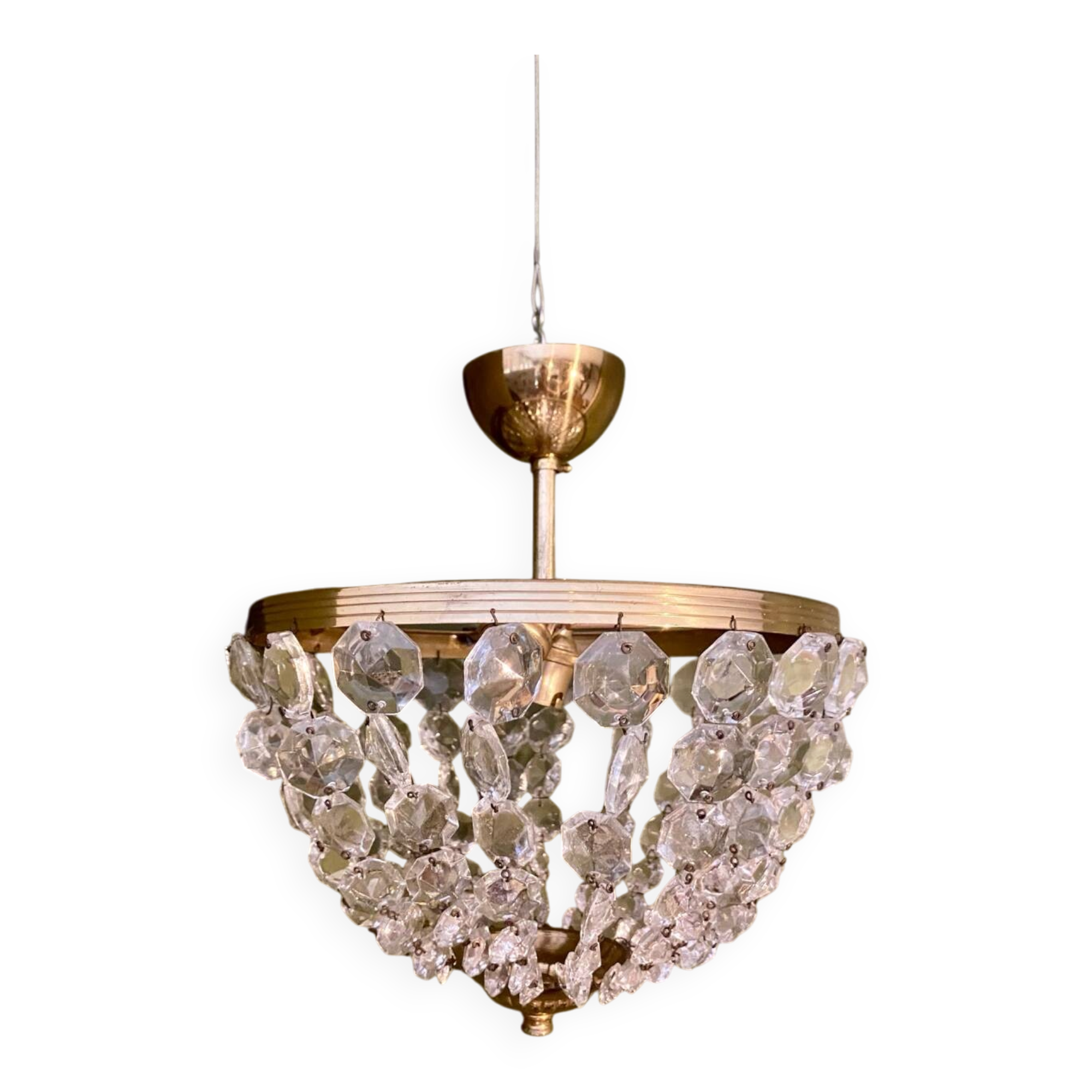 Crystal and brass chandelier