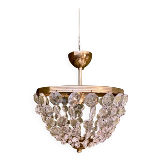 Crystal and brass chandelier