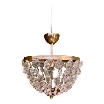 Crystal and brass chandelier pendants