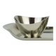 Danish 3-piece set sugar bowl creamer and tray stainless steel