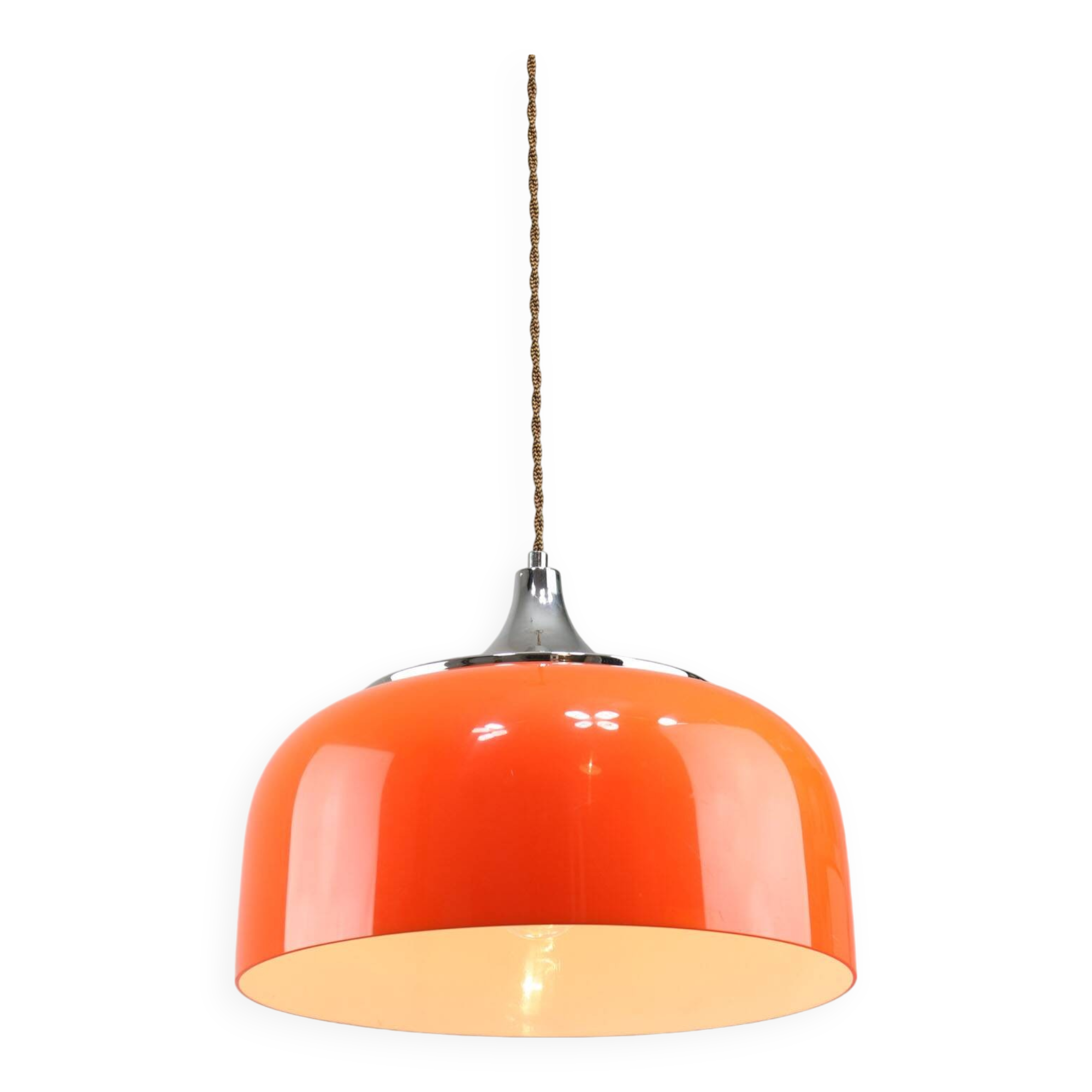 Space Age Orange Pendant Lamp from Guzzini, 1960s