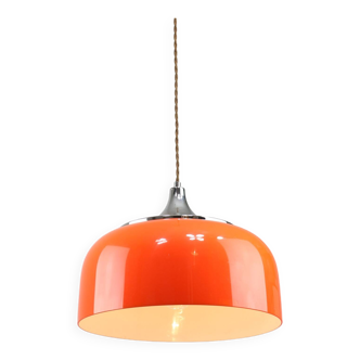 Lampe à suspension orange Space Age de Guzzini, années 1960