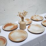 Series of 9 vintage stoneware plates by Les Poteries du Marais, France