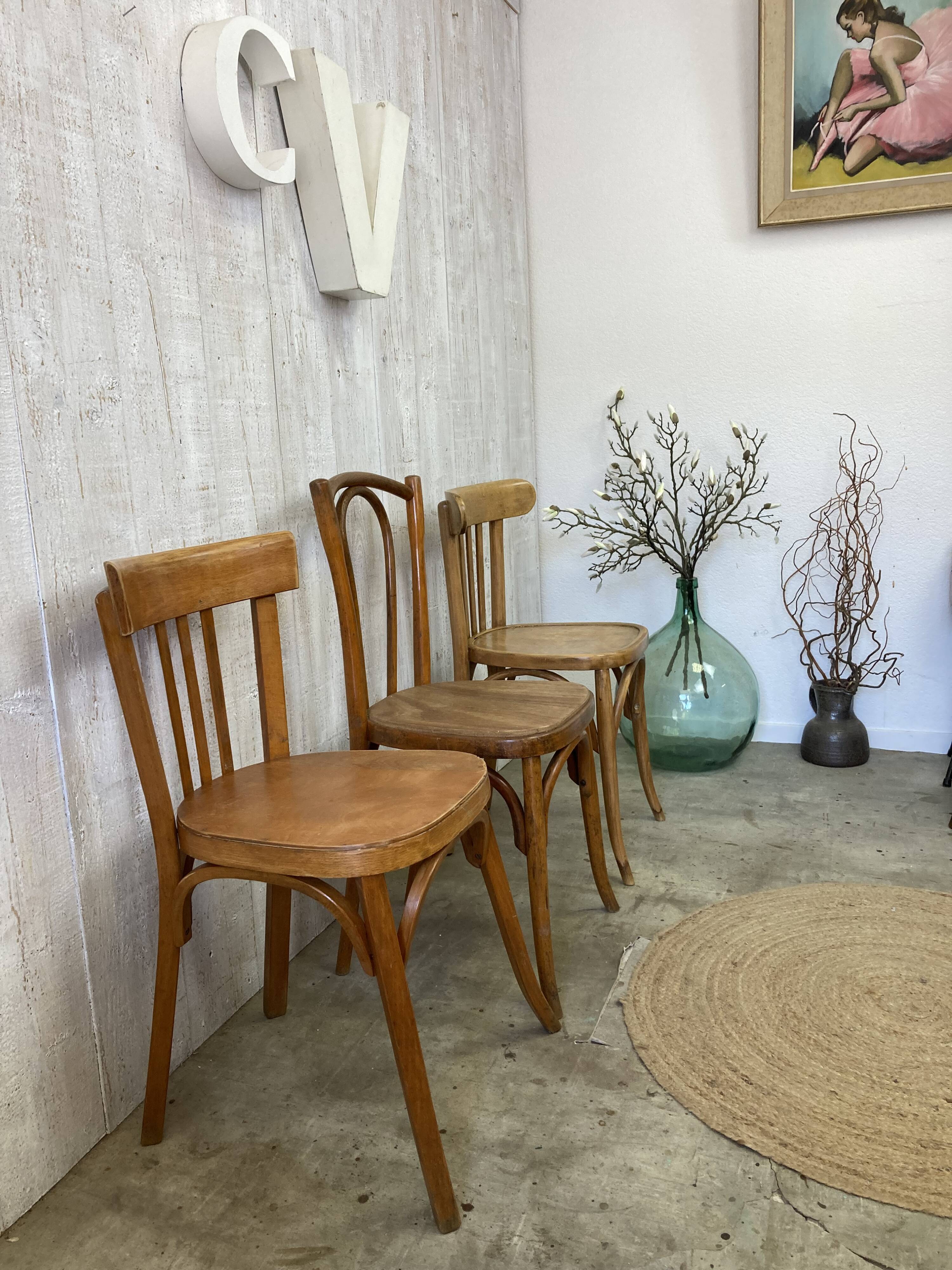 set of 3 mismatched bistro chairs