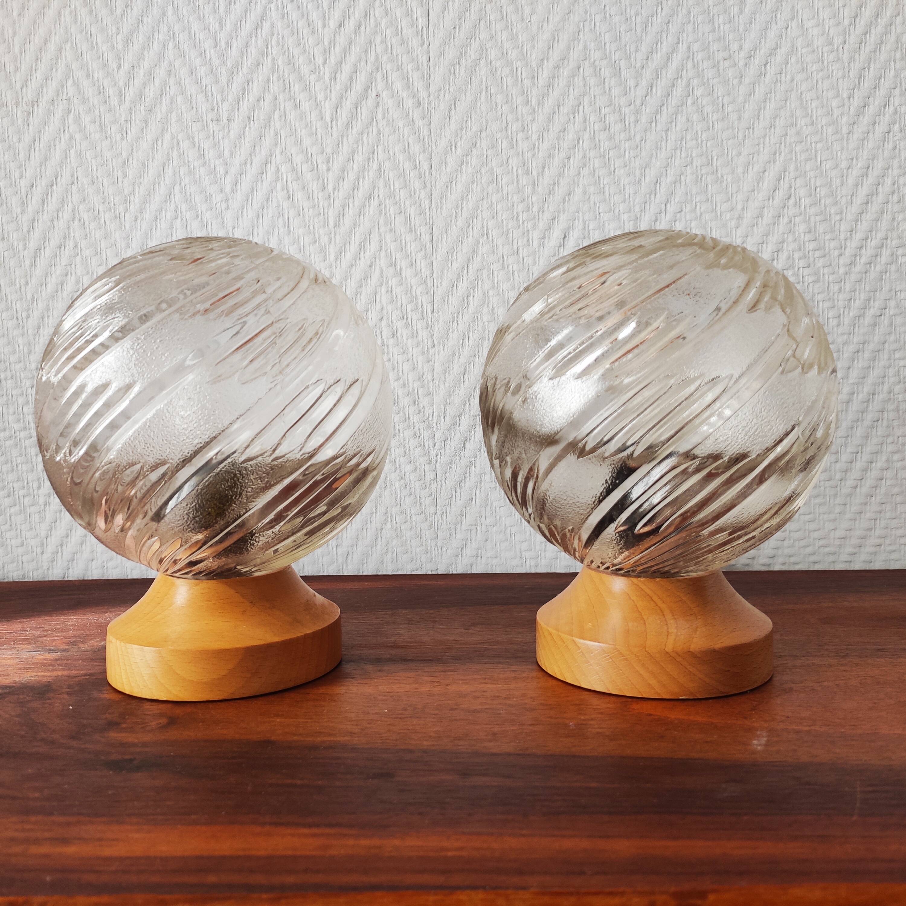 Pair of vintage Art Deco style bedside lamps
