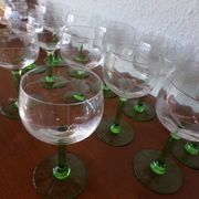 12 verres liqueur en cristal pied vert motif raisin