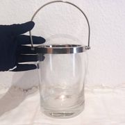 Glass and silver metal ice bucket