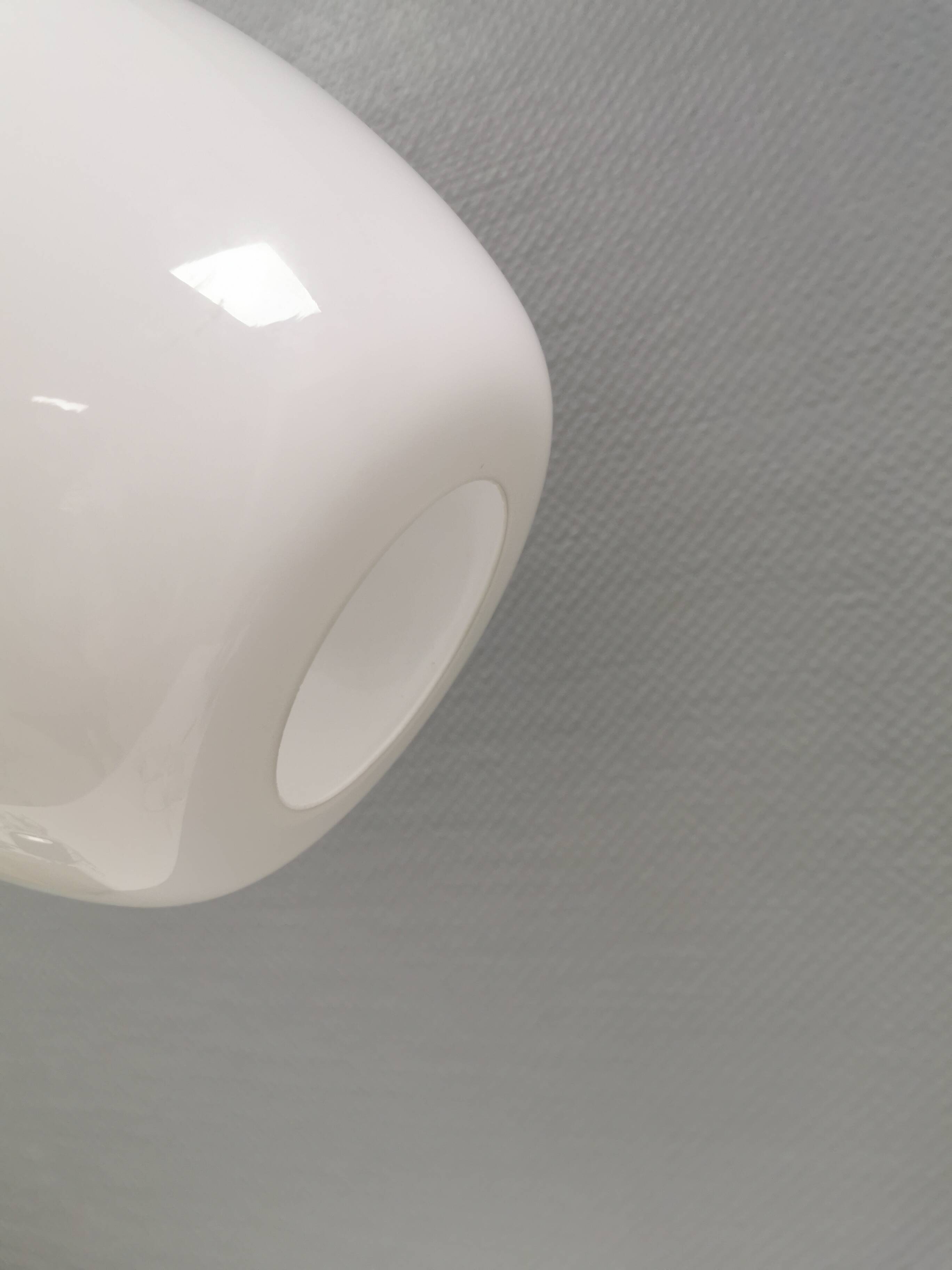 Hanging lamp in opal glass with brass top from Danish Fog&Mørup 1970s