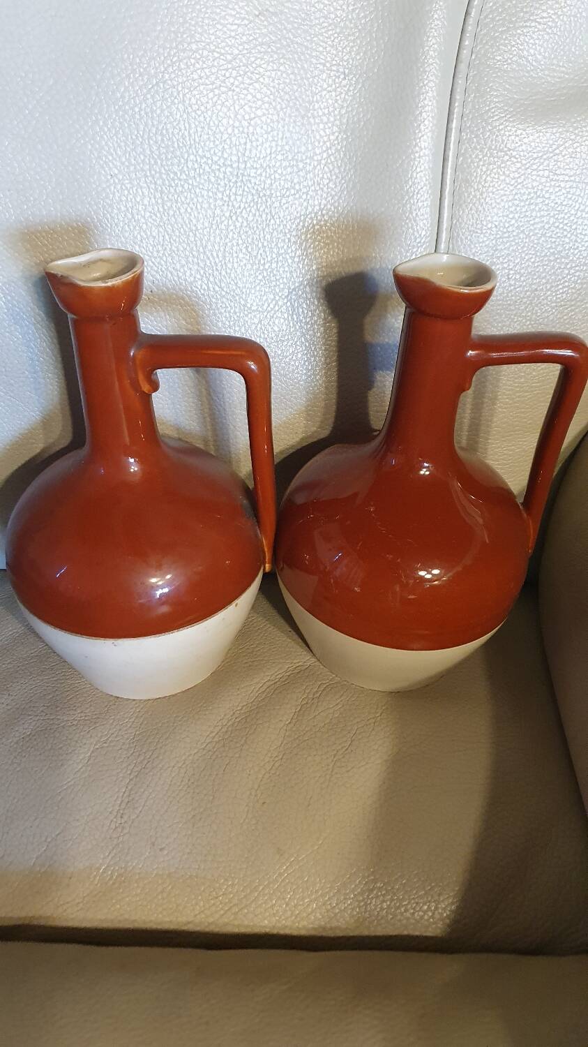 Three glazed stoneware carafes Bardinet distiller Bordeaux