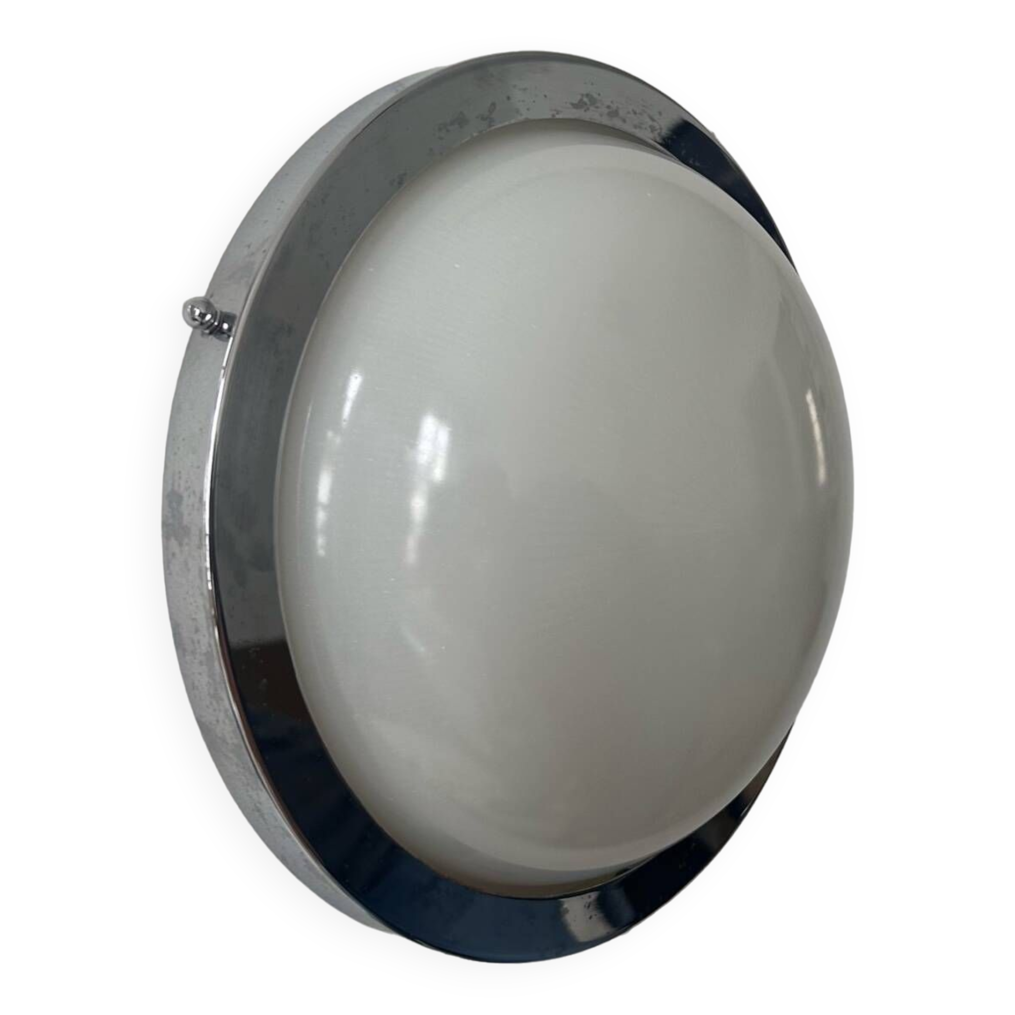 Vintage modernist Perzel wall lamp, chrome and holophane glass, France 1930