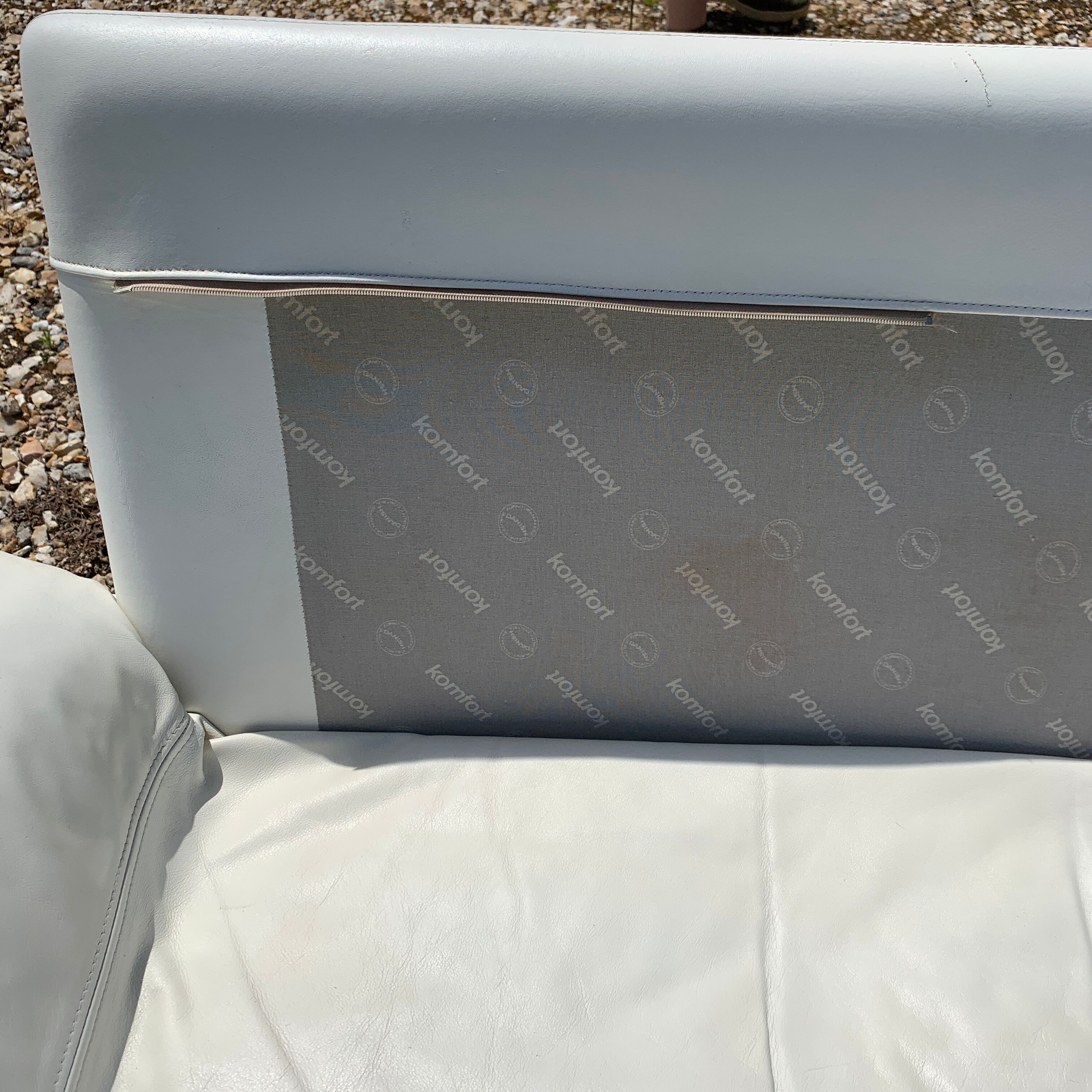 Danish Komfort white leather sofa