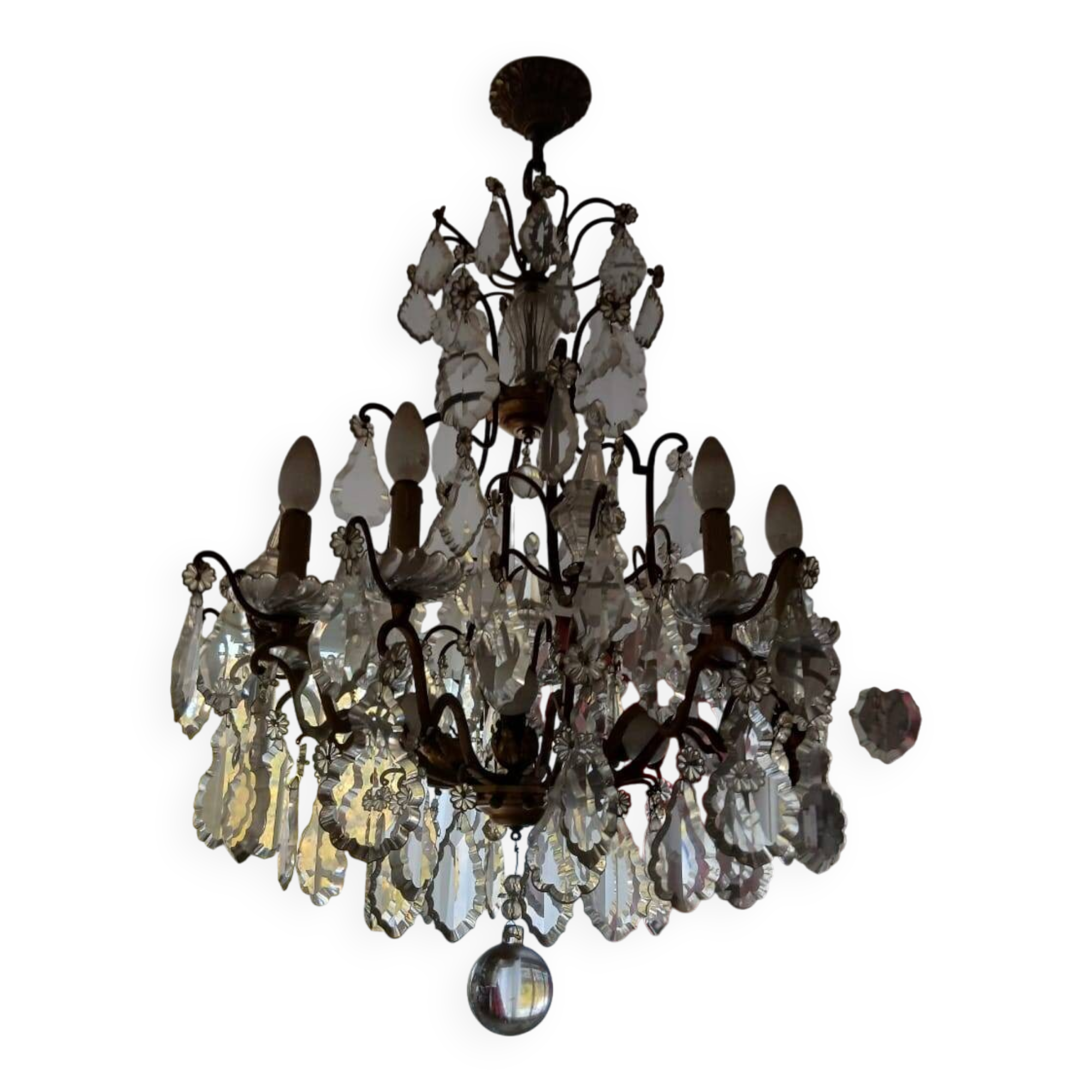 Lustre en bronze et cristal