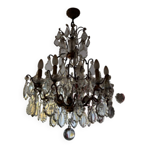 lustre en bronze et cristal