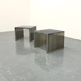 Eichholtz Carlisle side table in polished stainless steel
