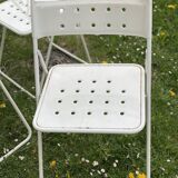 Set of 9 vintage perforated metal folding chairs 1970-80
