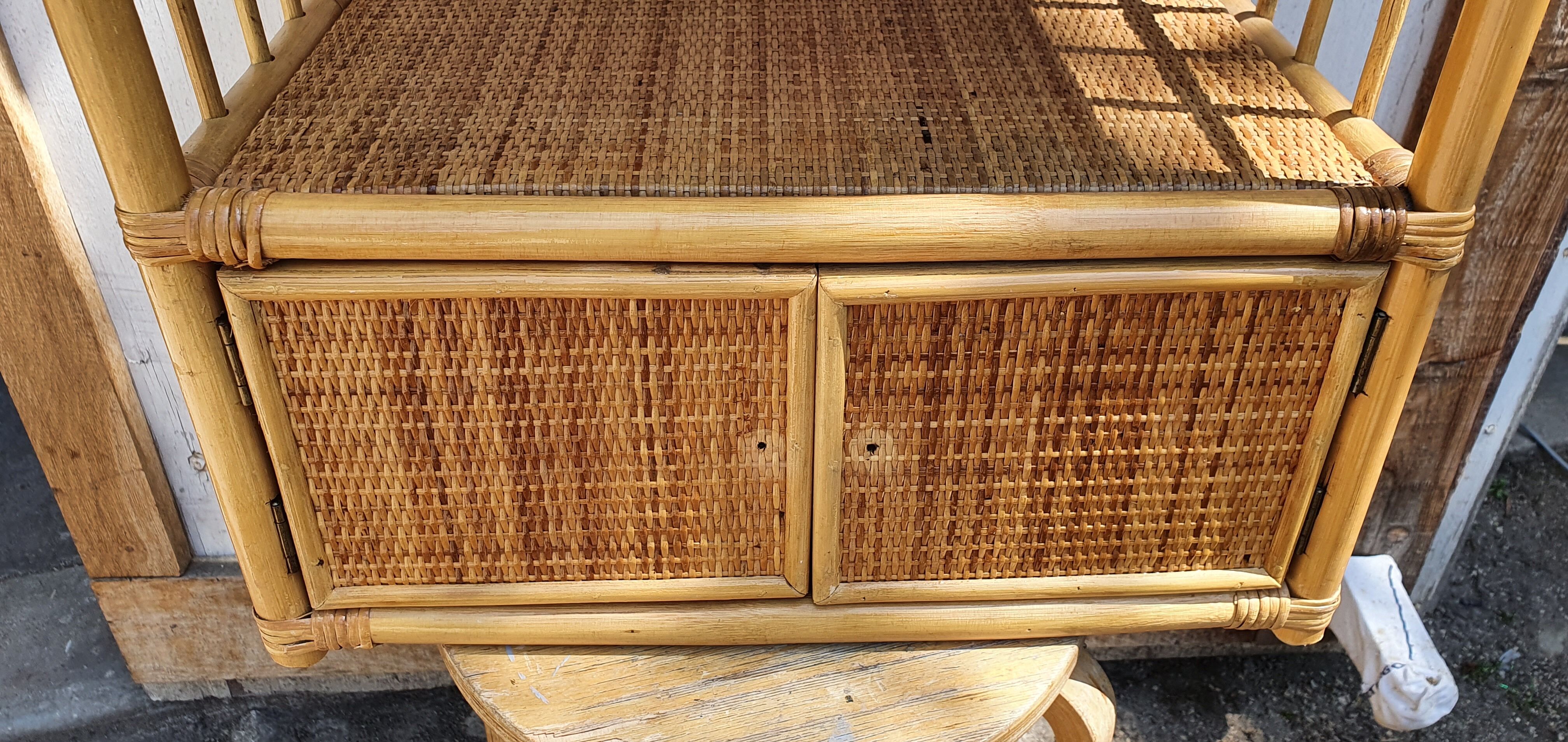 Vintage rattan bedside tables.