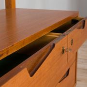 Rival 2 bay free standing teak wall unit with 3 cabinets and 3 shelves by Brodrene Jatogs Norway, Kj