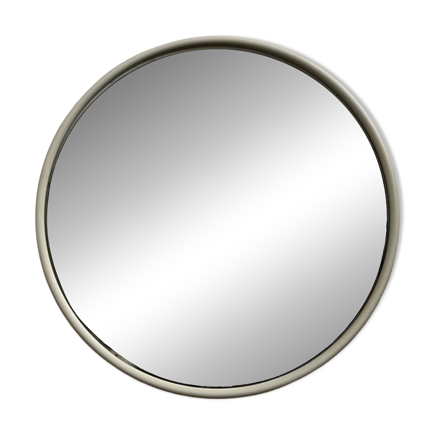 Vintage round mirror from the 70s - cream plastic/resin frame - Ø61cm