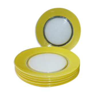 Set of 6 flat plates in Tempered Glass Duralex Vintage