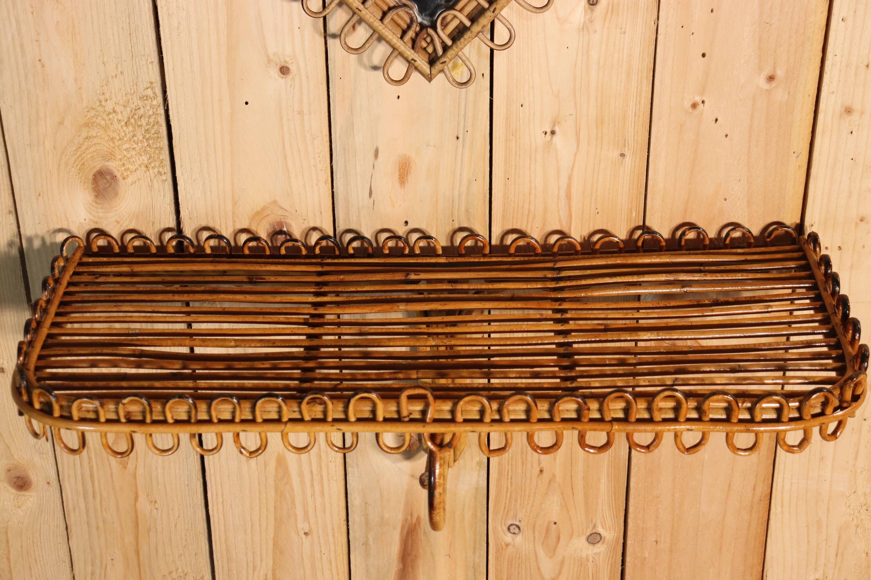 Mirror and rattan stand by Franco Albini, Italy 1960
