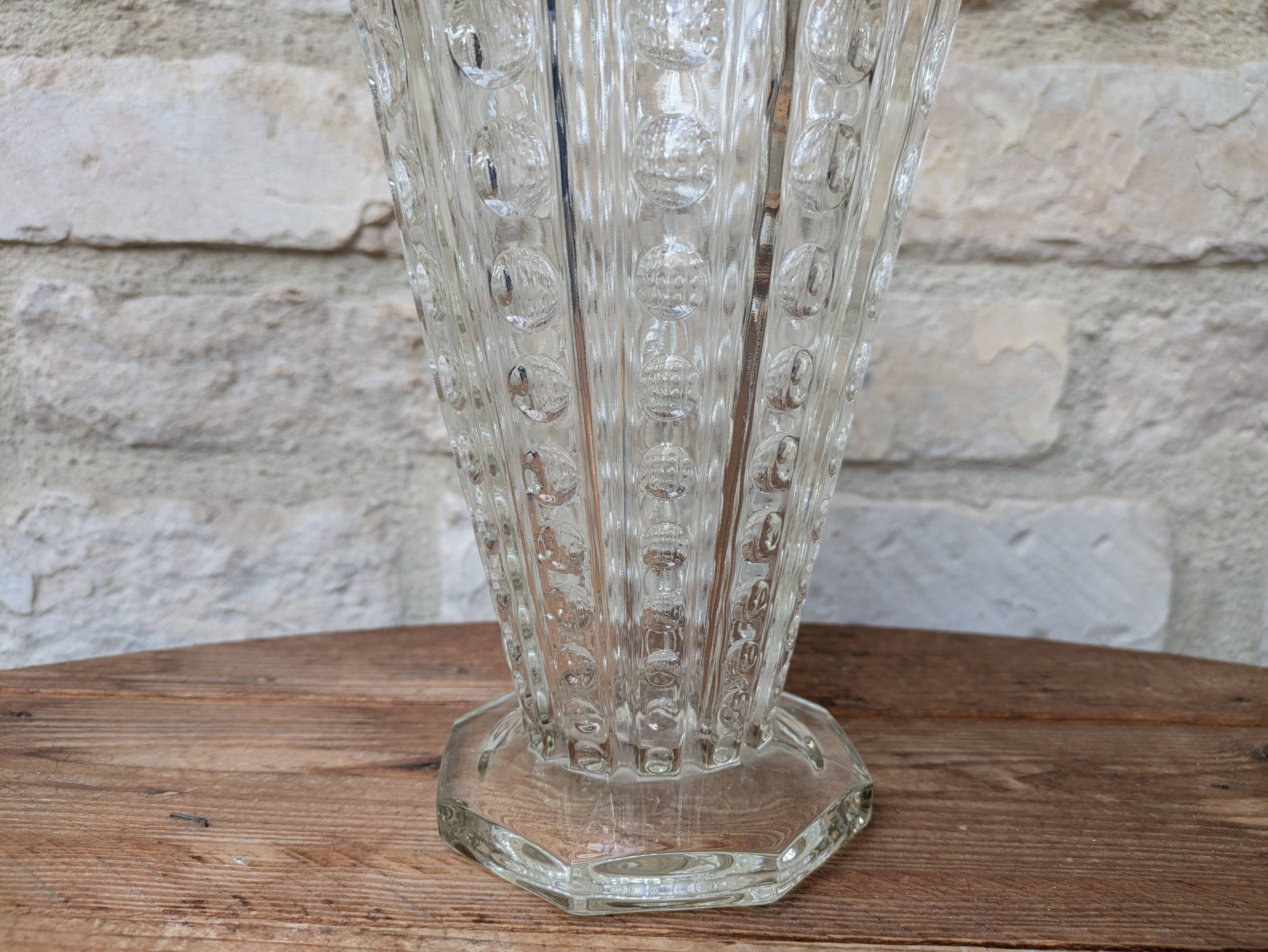 Antique pressed glass vase art deco style sklo union