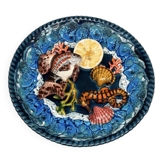 Assiette en barbotine fruits de mer