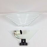 Wavy glass wall light sce 1980s vintage chunky art deco