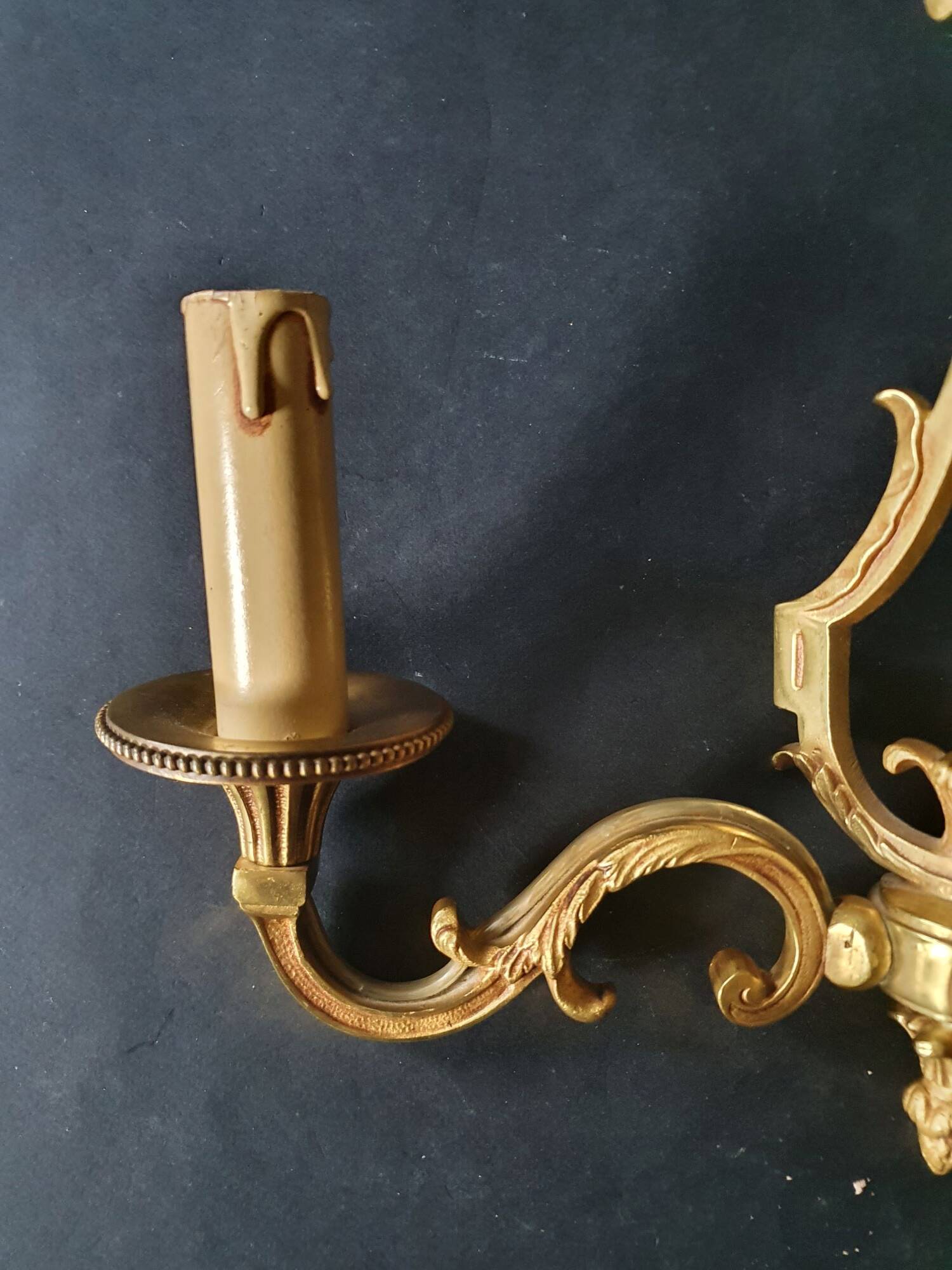 Three Louis XVI bronze wall sconces by Lucien Gau, Paris, antique.