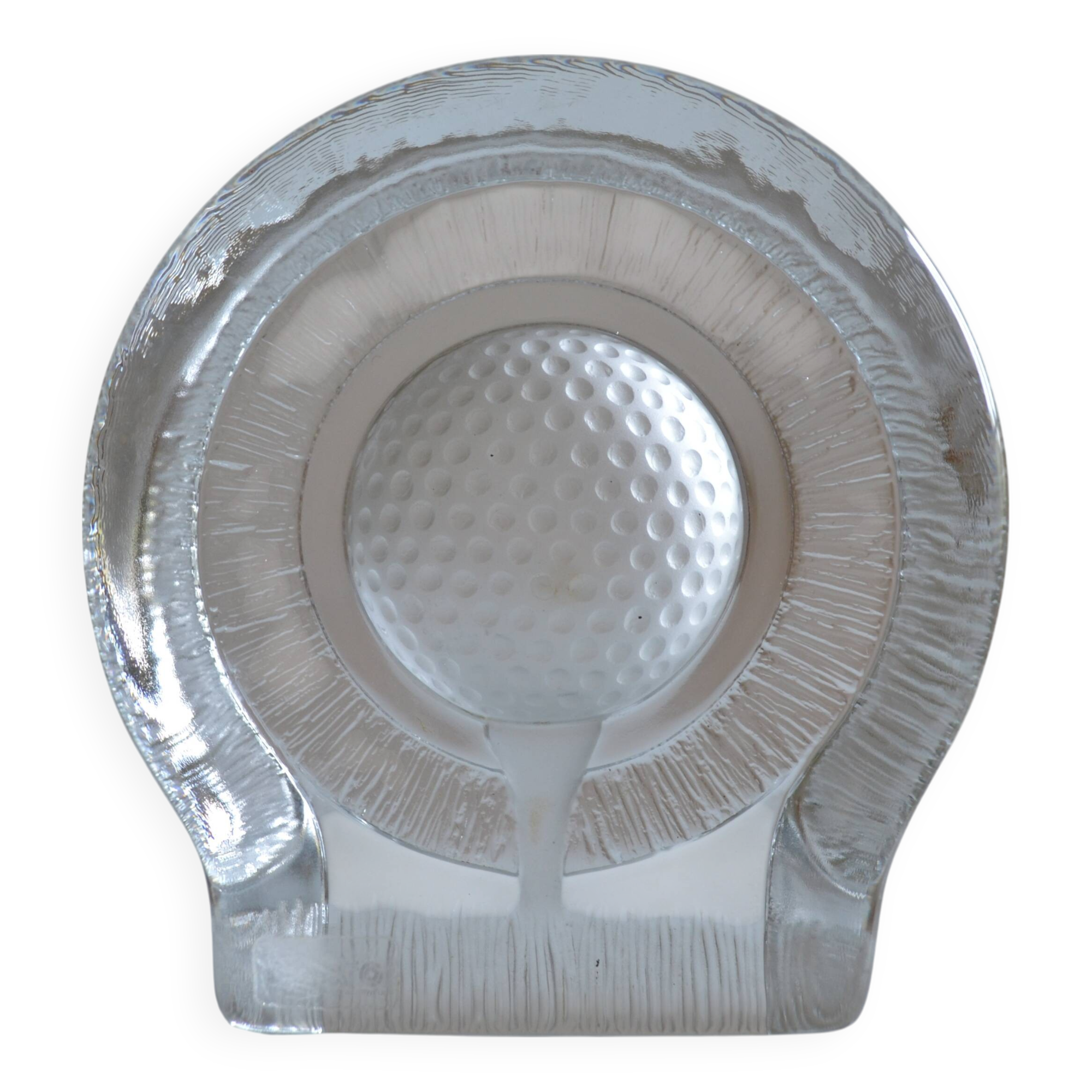 Golf crystal pocket emptier or paperweight by Nybro of Sweden