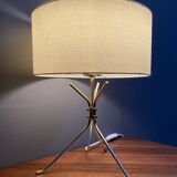 Brass lable lamp with round shade 1960s