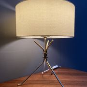 Brass lable lamp with round shade 1960s