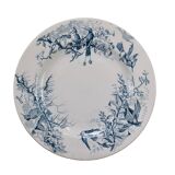 Plate colibri luneville in faience white and blue