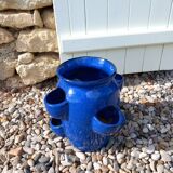 Blue glazed terracotta strawberry pot
