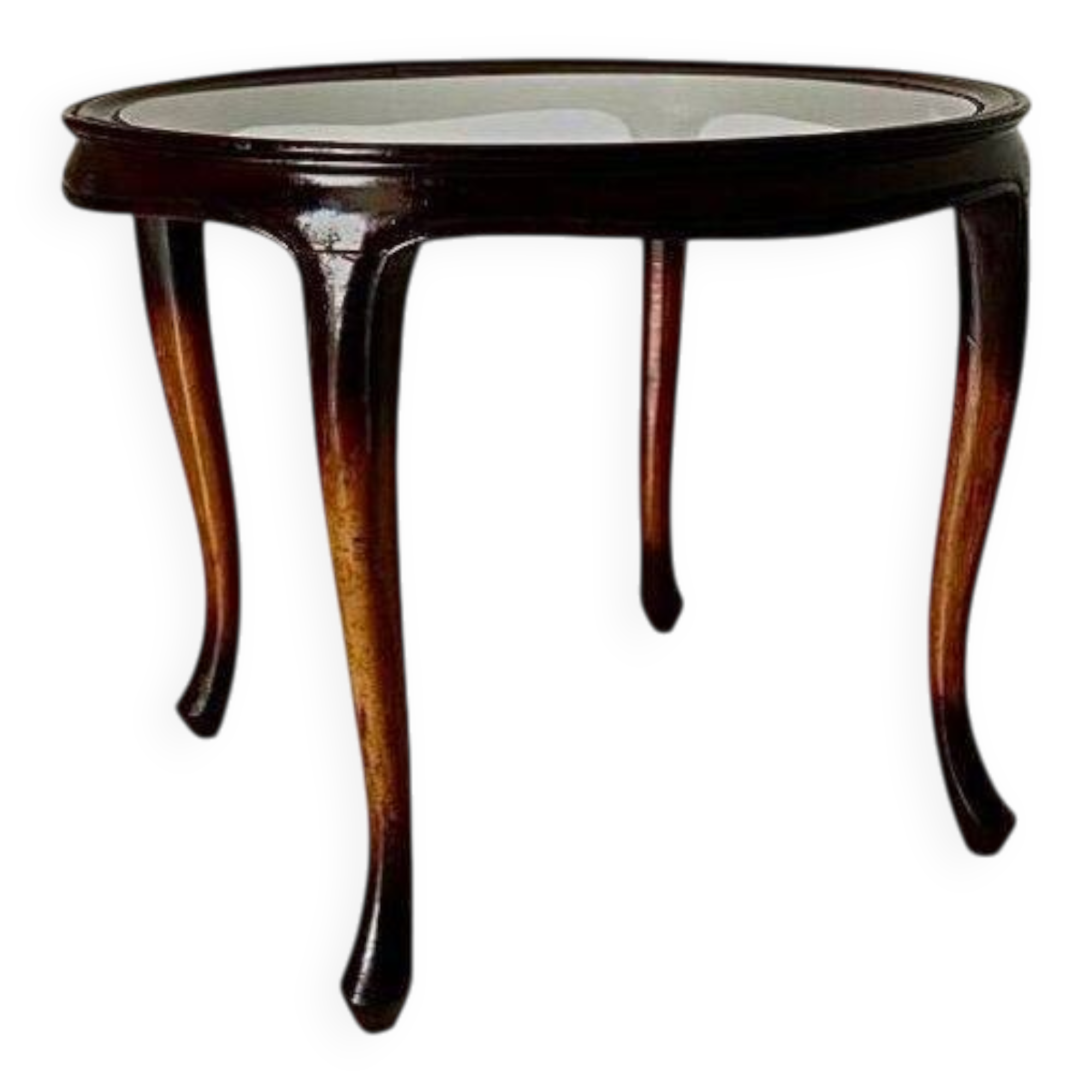1930s French Art Deco Coffee Table, Beech Wood & Glass, Curved Design