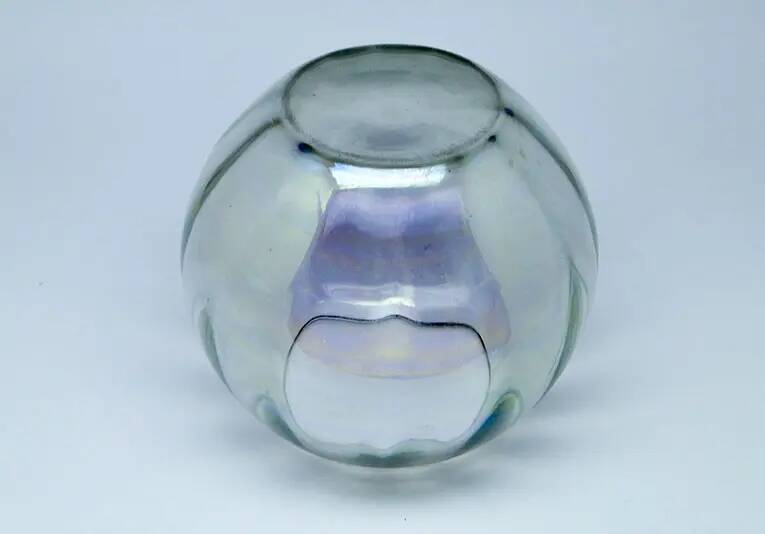 Vase sphérique Art Déco, en verre, Usines de verre Niemen, Pologne, années 1930