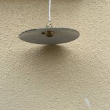 Vintage lampshade in green and white enamelled sheet metal with LED electricity
