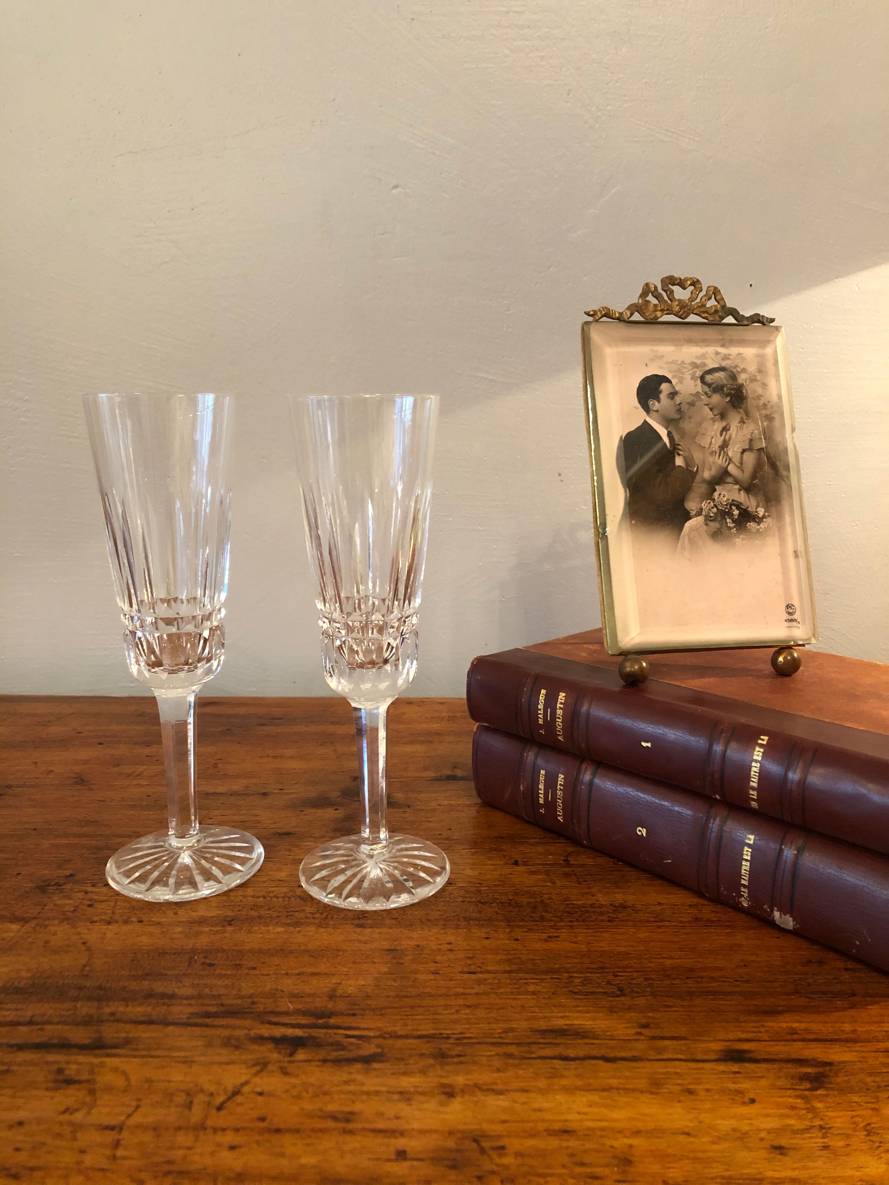 Baccarat crystal champagne flute duo