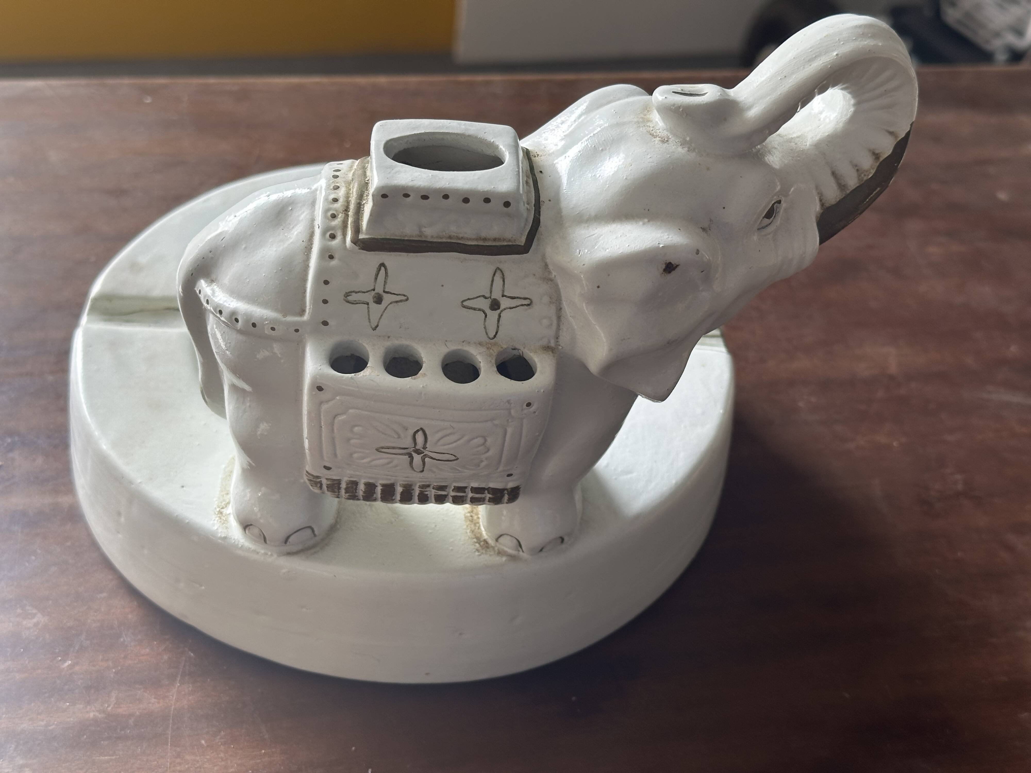 Vintage Ceramic Elephant - Ashtray and Incense Diffuser