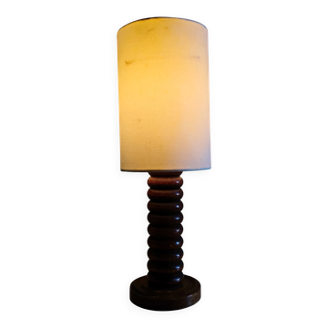 Table lamp in turned wood, Scandinavian style - mid 20th century.