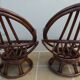 2 chic rattan armchairs in a completely restored style without cushions - Excelle