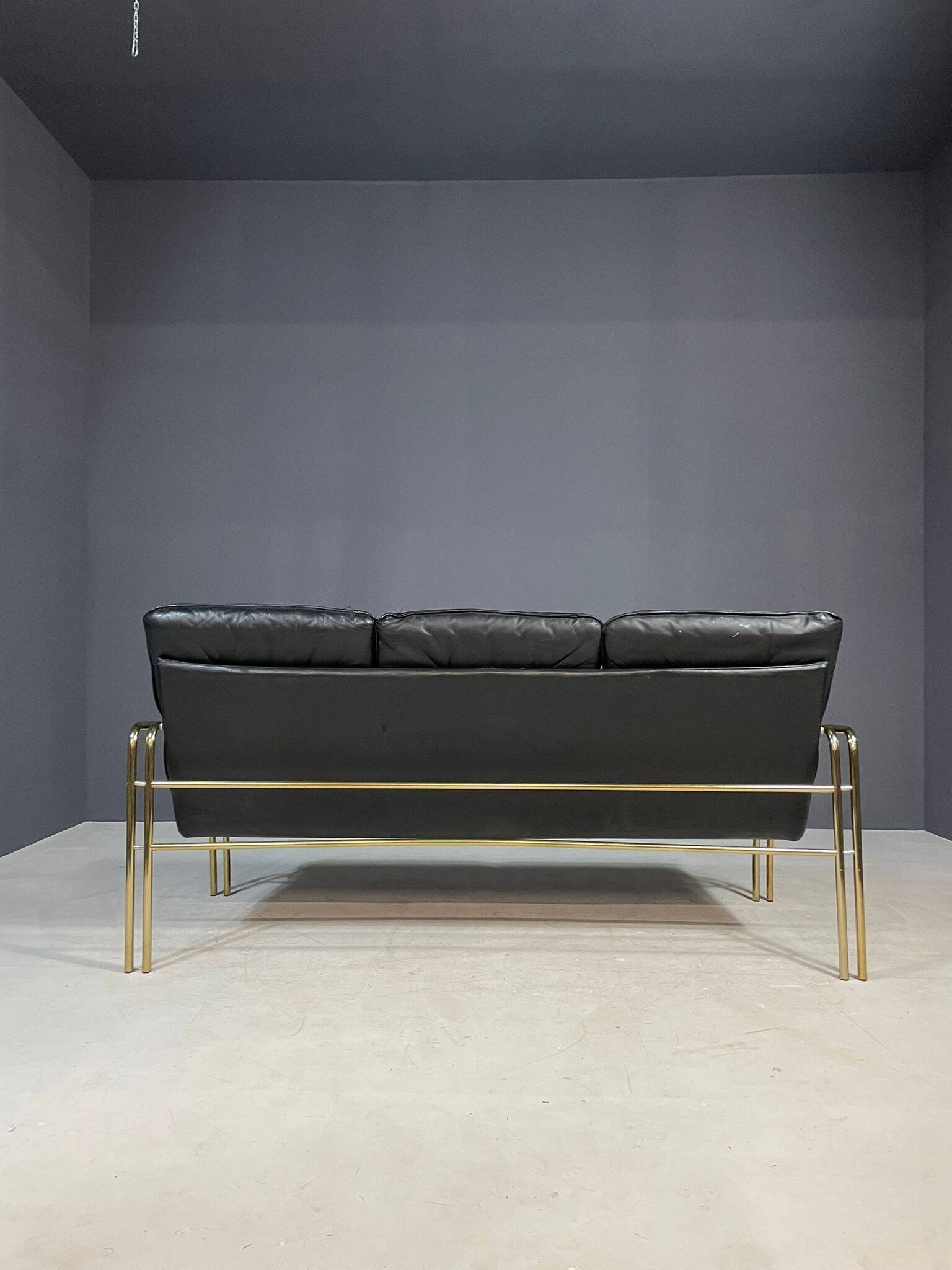 Canapé vintage en cuir et métal, années 1990